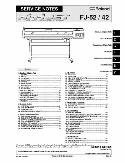 Roland FJ52 Roland FJ52 Service Manual - Useful for JetSolver / Resolve / Soljet etc.  In need of Roland CJ-500 / Soljet SC-500 Service Manual please??